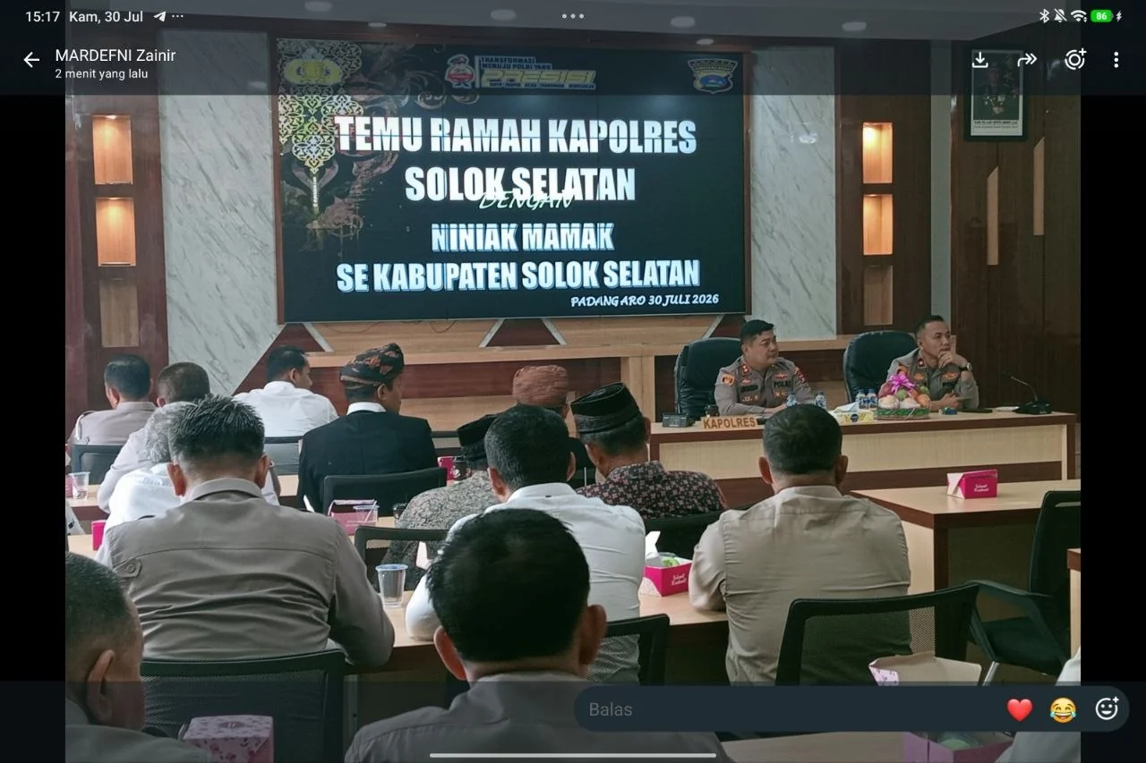 ##Kapolres Solok Selatan AKBP Andreanaldo Ademi SH SIK Kumpulkan Ninik Mamak, Perkuat Sinergi Jaga Kamtibmas dan Antisipasi Judi Online##